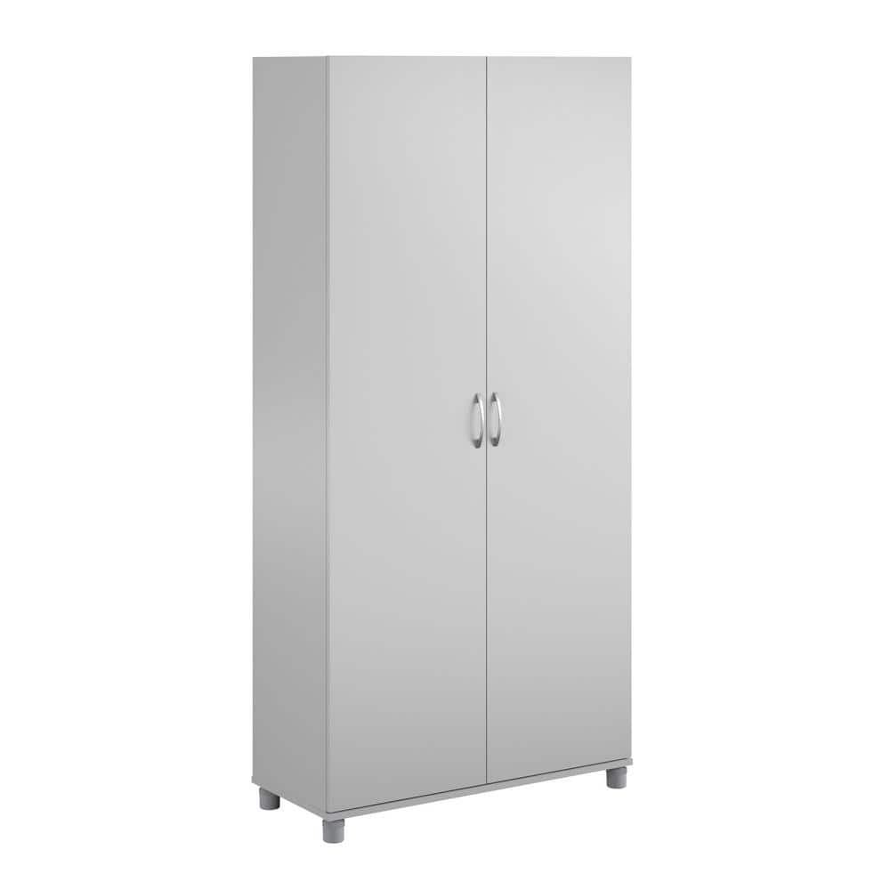 Dove Gray Freestanding Office Storage Cabinet with Lockable Double Doors