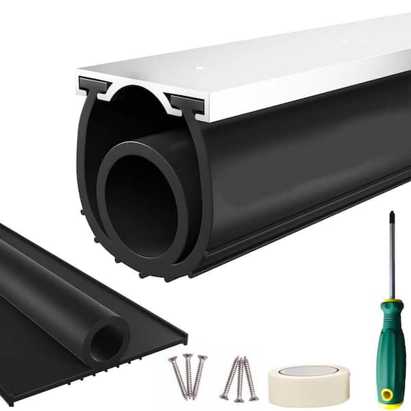 10FT EPDM Rubber Garage Door Bottom Seal Weatherproof Kit with Aluminum Track Rodent Proof Noise Reducing Black