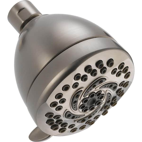 Delta 5-Spray Patterns 1.75 GPM 3.5 in. Wall Mount Fixed Shower Head in Stainless