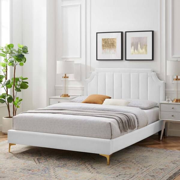 Amaia velvet store upholstered platform bed