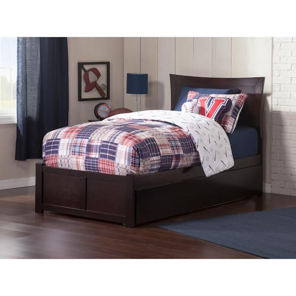 AFI Metro Espresso Twin Platform Bed with Flat Panel Foot Board and Twin Size Urban Trundle Bed