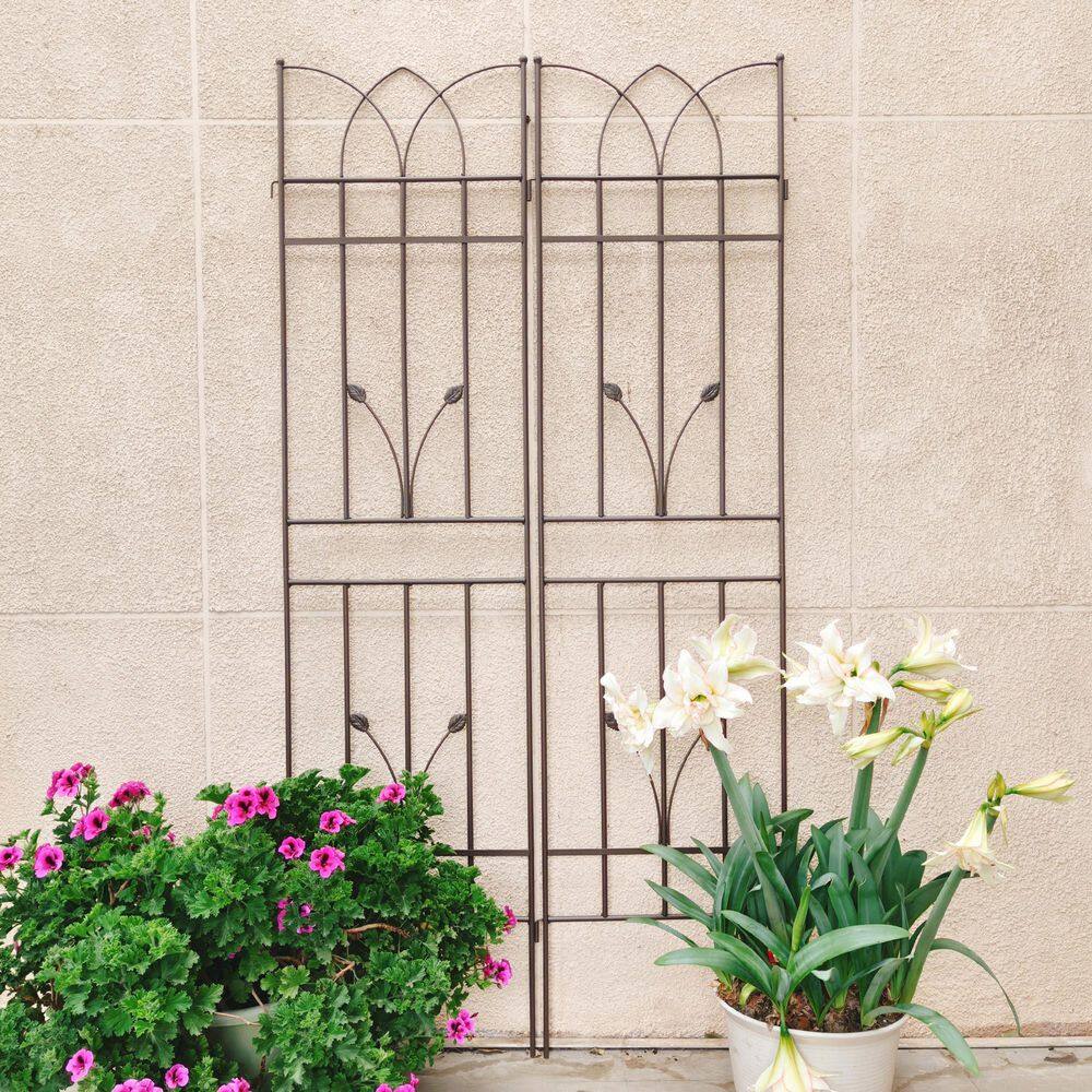71 in. Brown Metal Garden Trellis for Climbing Plants Rustproof Outdoor Flower Support (4-Pack) price history on PriceWatchPro