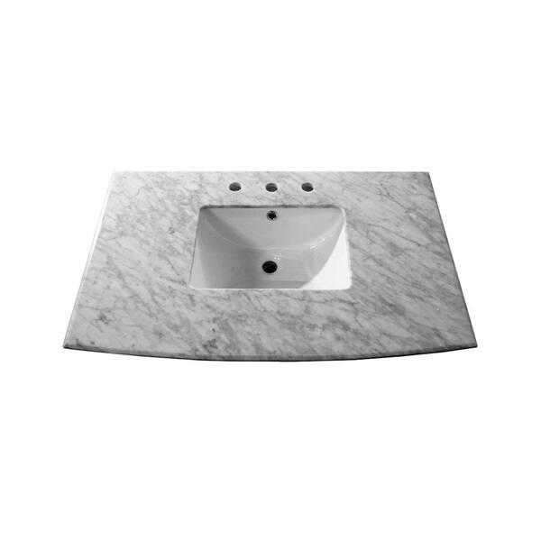 Bellaterra Home Maricopa 36 in. W x 22.6 in. D Marble Single Basin Vanity Top in White with White Basin