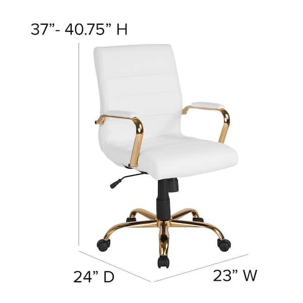 white and gold leather desk chair