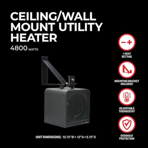 Unit Heater Mr Heat Garage Heater 4,800W 240V Ceiling Mount