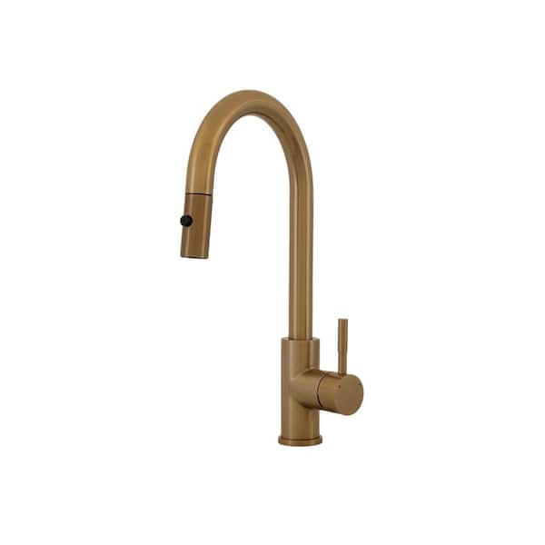 S STRICTLY KITCHEN + BATH Timur Single Handle Pull-Down Sprayer Kitchen Faucet in Gold