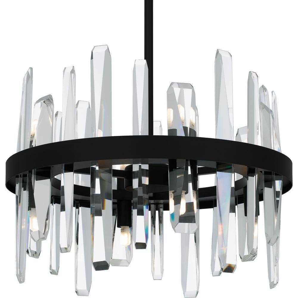 Regal Matte Black and Clear Glass 8-Light Pendant