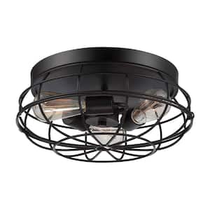 Scout 15 in. W x 6.5 in. H 3-Light English Bronze Flush Mount Ceiling Light