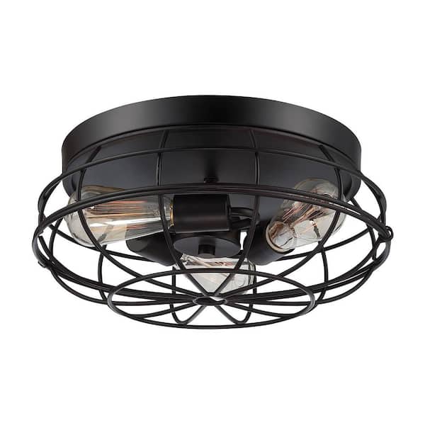 Savoy House Scout 15 in. W x 6.5 in. H 3-Light English Bronze Flush Mount Ceiling Light