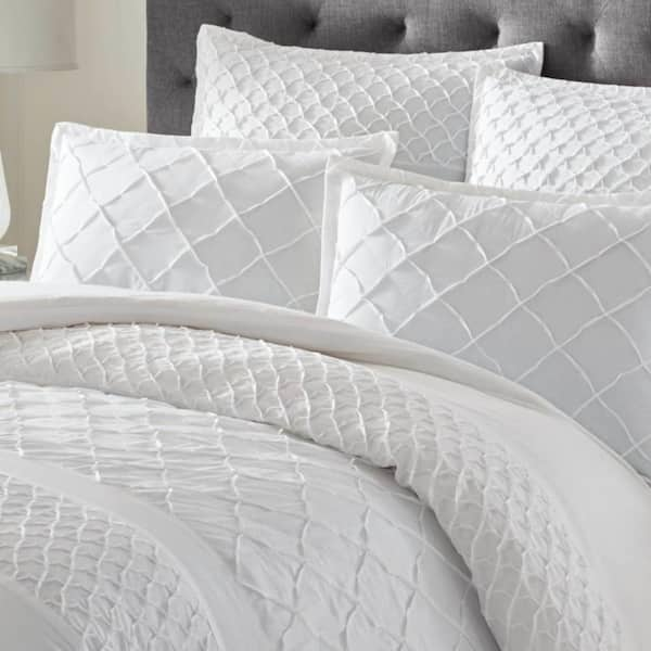 Stone Cottage Mosaic 3 Piece White Solid Cotton Blend King Duvet Cover Set 214735 The Home Depot