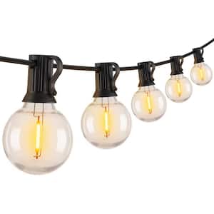 38 ft. Black Outdoor G40 Globe LED String Lights with 15-Edison Plastic Bulbs for Backyard Balcony Party Decor