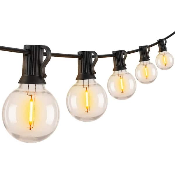 Angel Sar 38 ft. Black Outdoor G40 Globe LED String Lights with 15-Edison Plastic Bulbs for Backyard Balcony Party Decor