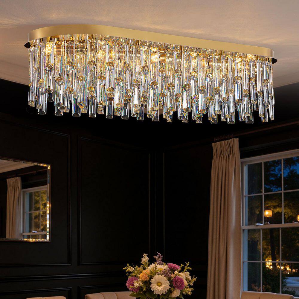 39 in. Modern Brass Crystal 1-Light Island Chandelier for Dining Room with Crystal Shades price history on PriceWatchPro