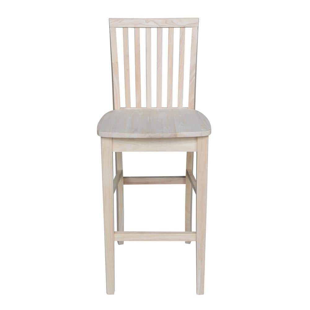Parawood Mission Style Bar Height Stool, Unfinished Brown