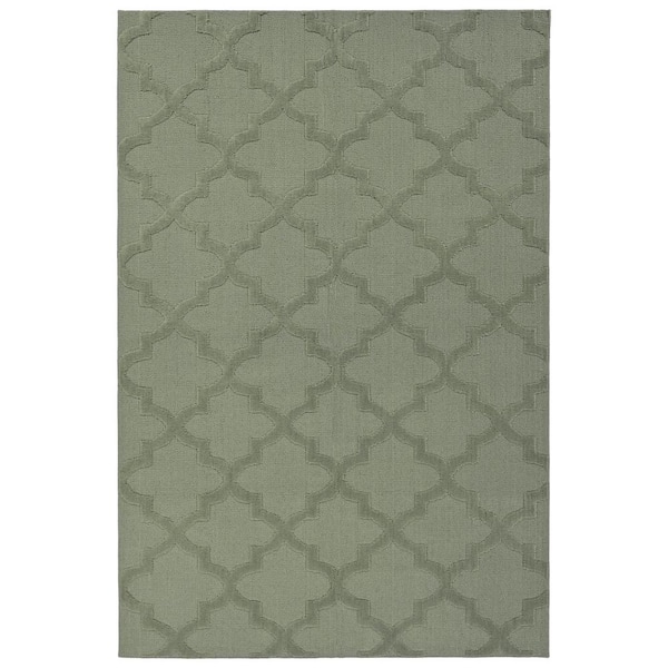 Garland Rug Quatro Sage 6 ft. x 9 ft. Quatrefoil Polypropylene Rectangle Area Rug
