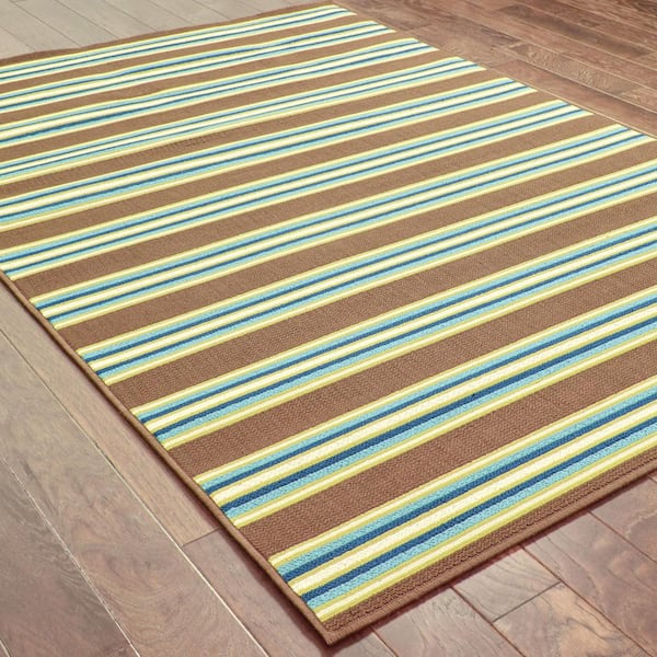 Coastline Green/Brown 8 ft. 6 in. x 13 ft. Indoor/Outdoor Area Rug