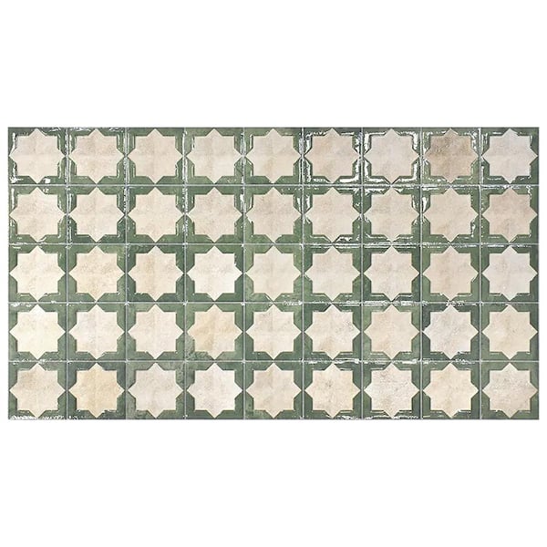 Citadel 12.2 in.x 22 in. Matte and Glossy Sage Green Beige Porcelain Large Format Wall Tile(13.03 sq. ft./Case)-(7 Pack)