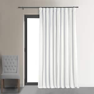 Signature Primary White 100 in. W x 84 in. L (1 Panel) Extra Wide Rod Pocket Velvet Blackout Curtain