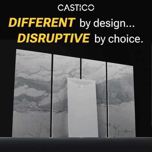 CASTICO - Sierra Light 32 in. x 60 in. x 84 in. Solid Composite Stone Alcove Shower Kit with Walls and White Pan Base L/R Drain