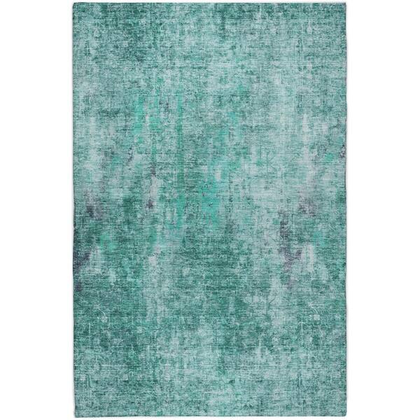 Dream Shag Premium Machine Washable Abstract ADS655 Teal 10 ft. x 14 ft. Area Rug