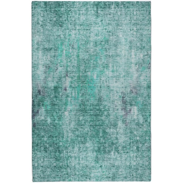 Dream Shag Premium Machine Washable Abstract ADS655 Teal 9 ft. x 12 ft. Area Rug