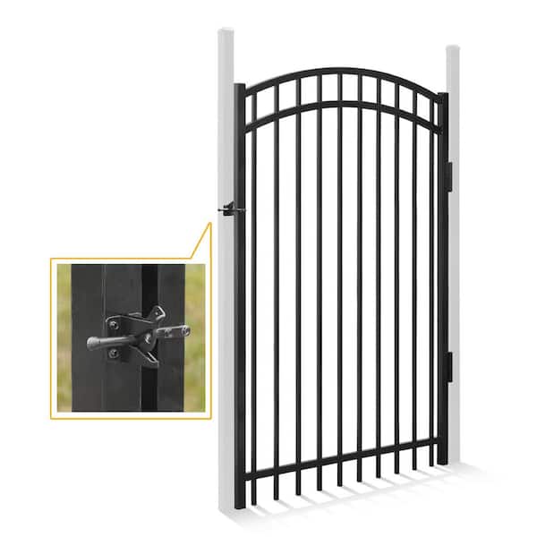 6 ft. x 4 ft. Anti-Rust Metal Black Arched Fence Gate
