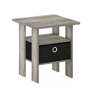 French Oak Grey and Black Storage End Table