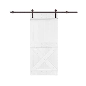 36 in. x 84 in. Pure White Knotty Pine Wood Interior Sliding Barn Door with Hardware Kit
