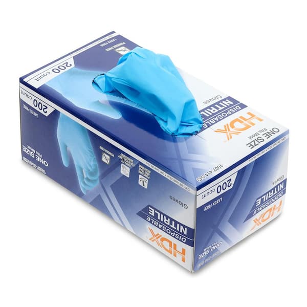 HDX Blue Disposable Nitrile Cleaning Gloves (200 Ct) 24175-16
