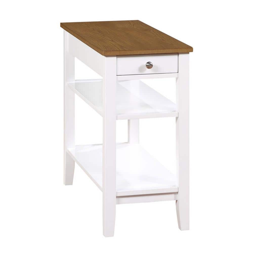 American Heritage 24" Driftwood & White Wood Metal Chairside End Table with Charging Station