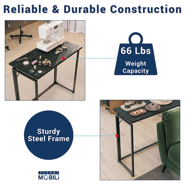 TECHNI MOBILI 31.5 in. Rectangular Black Folding Desk RTA-19FLD-BK