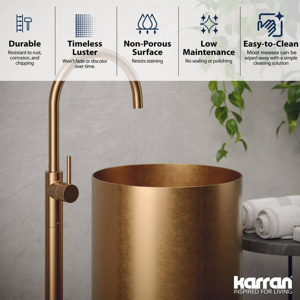 Cinox 15'' Copper Stainless Steel Pedestal Bathroom Sink