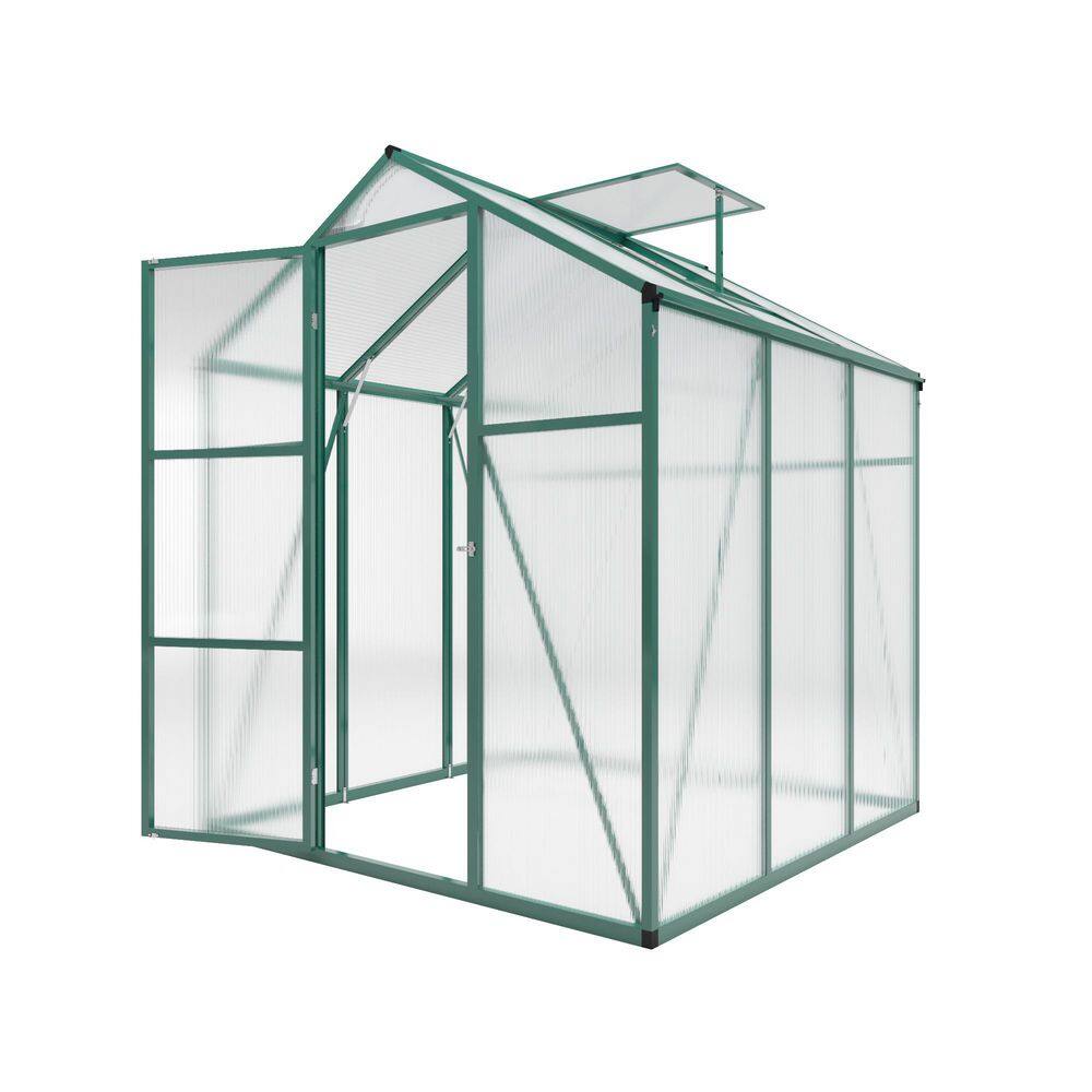 6 Ft. W x 6 Ft. D Polycarbonate Outdoor Walk-in Greenhouse In Green, with Anchor Aluminum Heavy Duty Frame price history on PriceWatchPro
