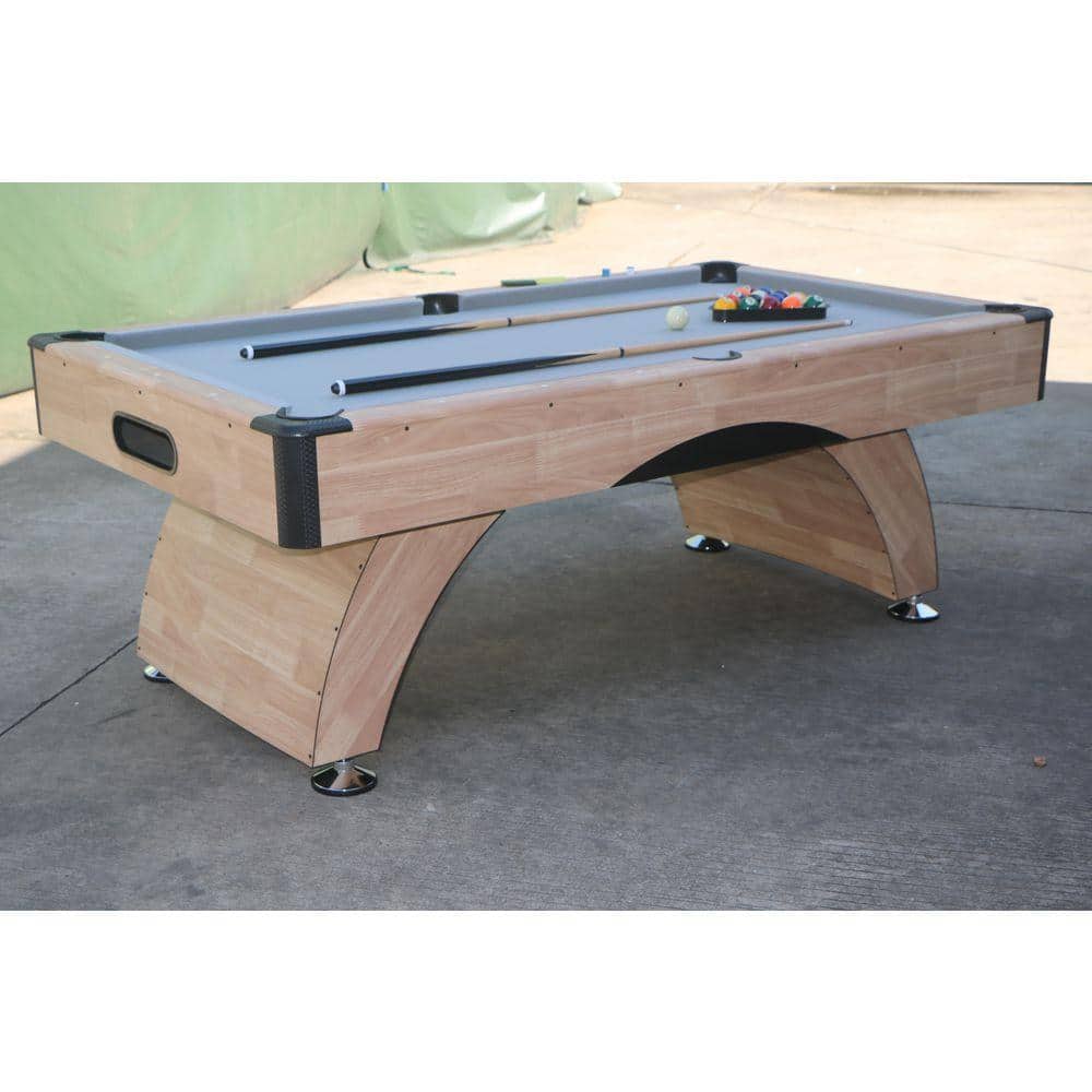 Huluwat 84 in. Wooden Pool Table with Billiard Balls, 2 Cues, 1 Brush ...