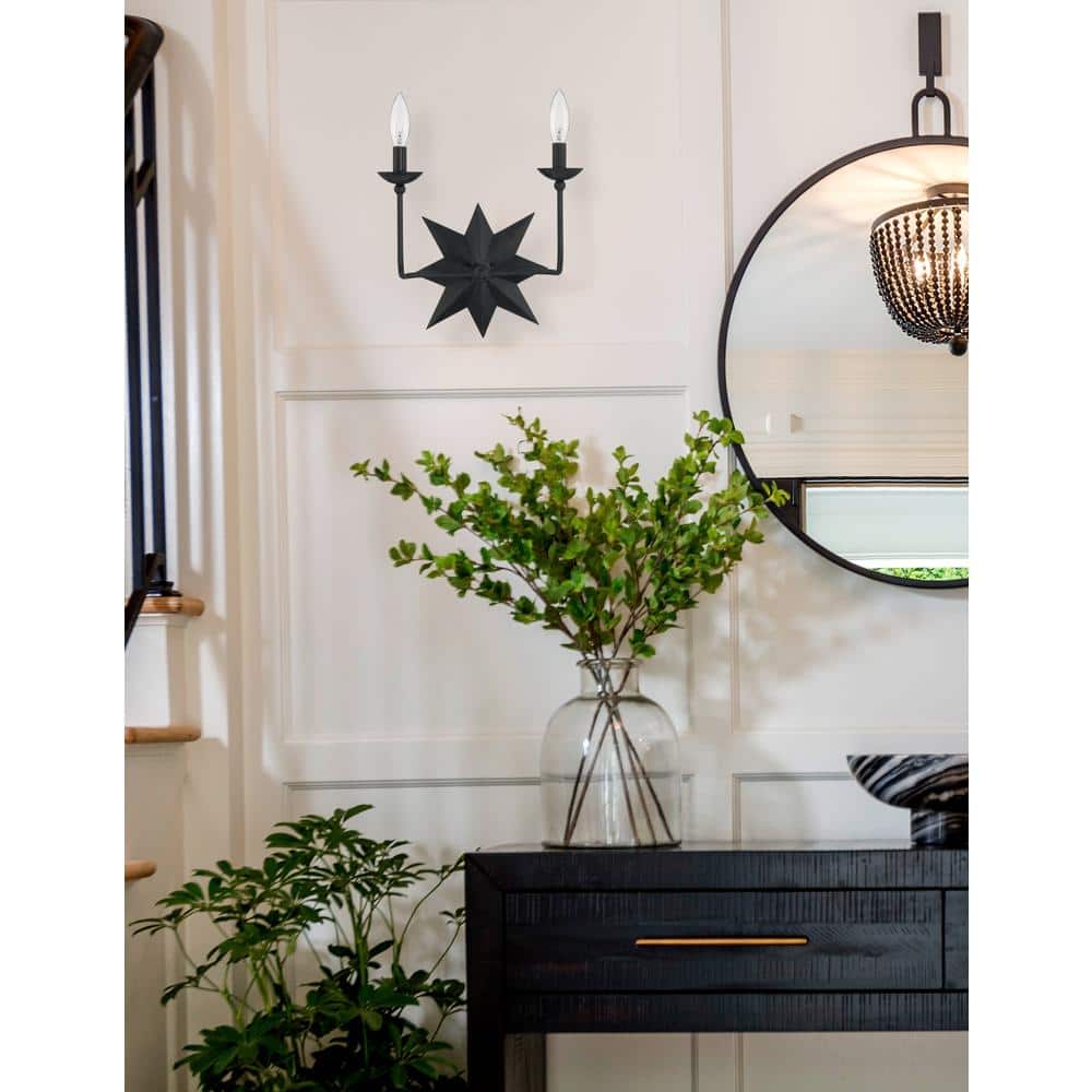Astro Collection Dual-Light Black Dimmable Sconce