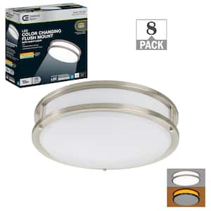 Commercial Electric 15 in. Orbit LED Flush Mount Brushed Nickel