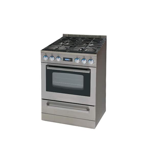 24 in. 4-Burners Freestanding Gas Range Single Oven Stainless Steel