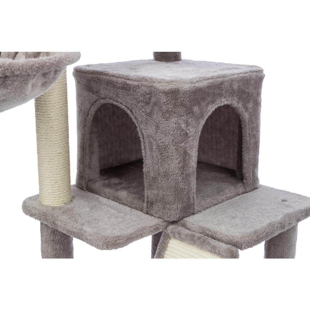 Gray Plush and Sisal 39.4" Cat Tree with Condo