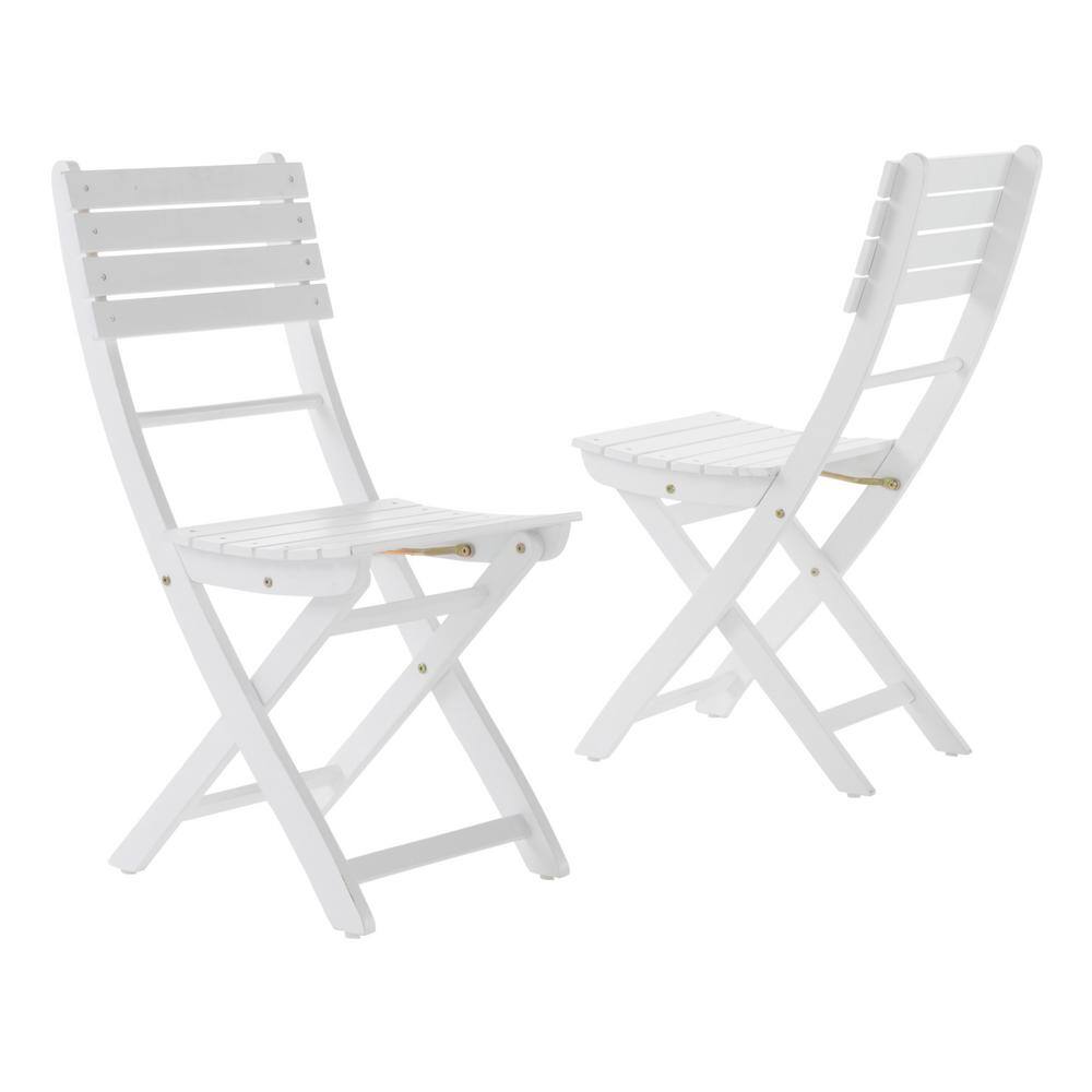Farmhouse White Solid Wood Foldable Dining Chair (Set of 2)