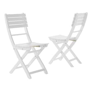 Hudson White Foldable Wood Outdoor Dining Chair (2-Pack)
