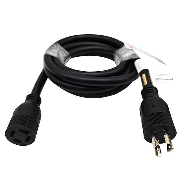 10 ft. 10/4 20 Amp 125/240-Volt Twist Lock 4-Prong Indoor/Outdoor NEMA L14-20 Generator Extension Cord, Black, UL Listed