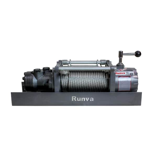 Runva 10,000 lbs. Capacity Hydraulic Towing Recovery Winch with 65 ft. Steel Cable