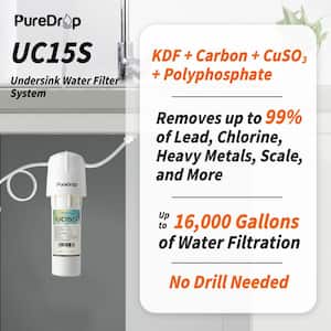 UC15S Under Sink Water Filtration System, Reduces Chlorine, Odor, Bad Taste, Heavy Metals, and Sediment, Fast Flow