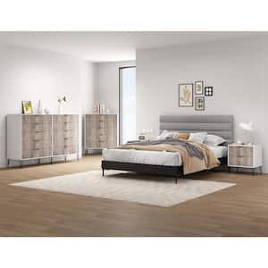 DUMBO White and Grey 3-Piece 2-Drawer 20.07 in. Nightstand, 5-Drawer 35.19 in. Chest and 10-Drawer 69.68 in. Dresser Set