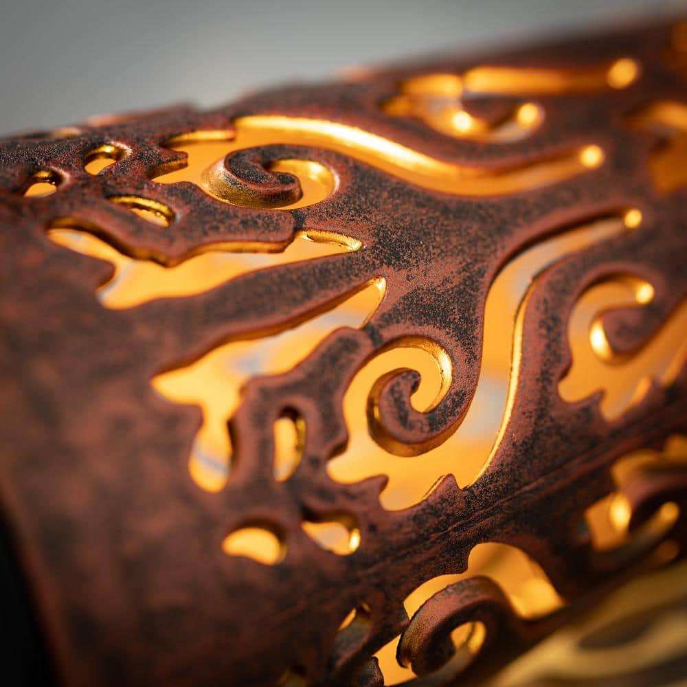 Copper and Black Patterned Solar LED Pathway Light