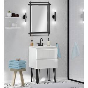 Crawley 24 in. W x 18 in. D Vanity in White Gloss with Porcelain Vanity Top in White with White Basin