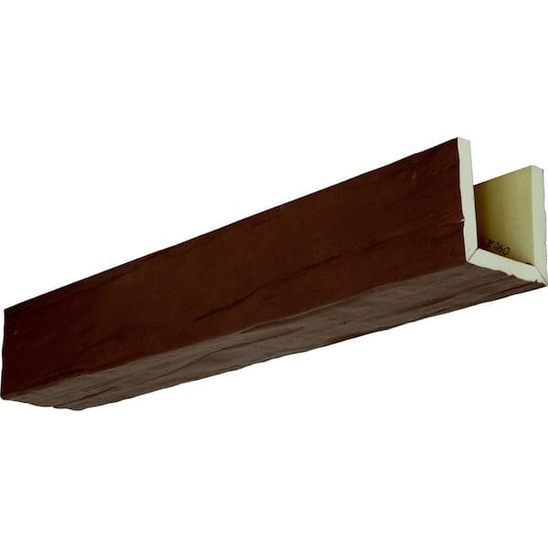 Ekena Millwork 6 in. x 6 in. x 10 ft. 3-Sided (U-Beam) Riverwood Natural Pecan Faux Wood Ceiling Beam