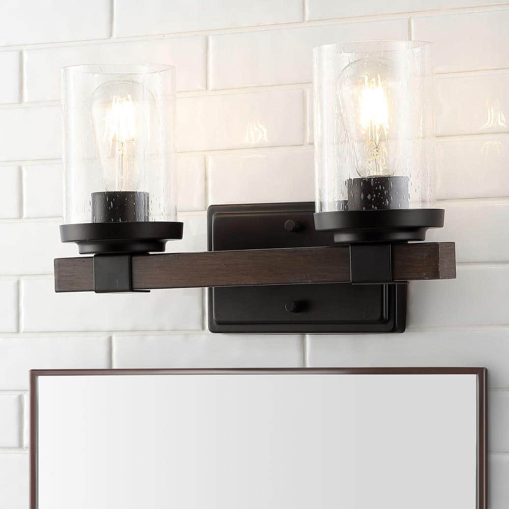 Bungalow 15" Oil-Rubbed Bronze Glass Vanity Light