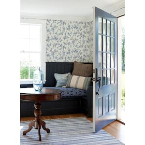Nightingale Navy Floral Trail Matte Pre-pasted Paper Wallpaper