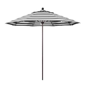 9 ft. Bronze Aluminum Commercial Market Patio Umbrella with Fiberglass Ribs and Push Lift in Cabana Classic Sunbrella